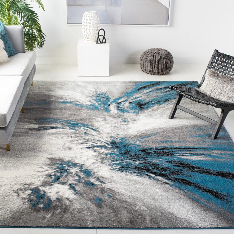 Orren Ellis Donnovan Abstract Blue/Gray Area Rug & Reviews Wayfair